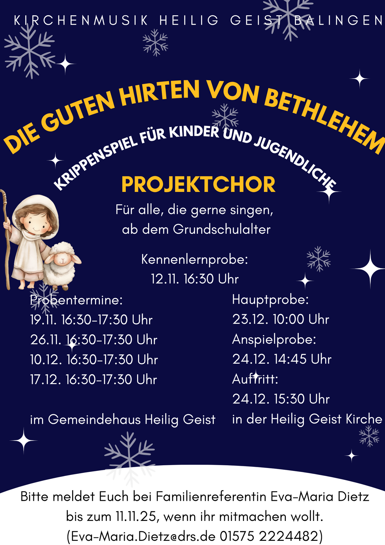 Plakat Projektchor Krippenspiel