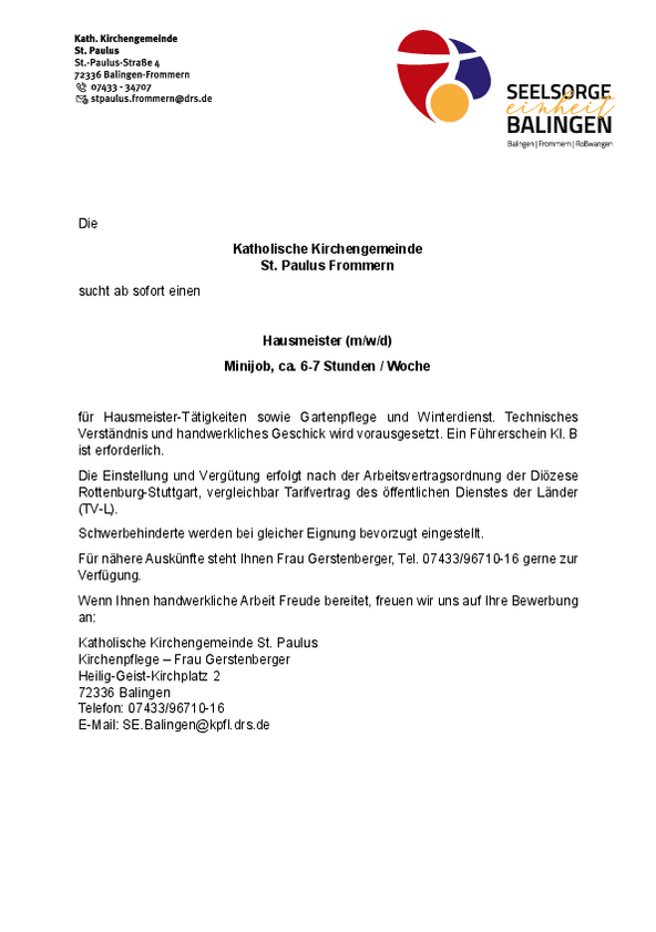 HAUSMEISTER (m/w/d)